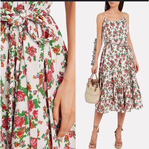 RHODE Lea Gathered Multi-tier Cotton Poplin Midi Dress White Dazzle Size Medium